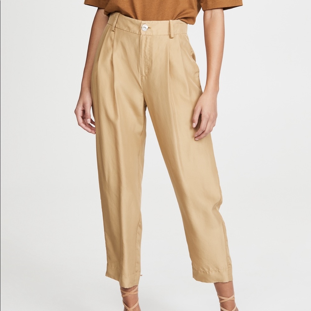VINCE Cropped Silk Trousers in Sun Khaki Size 2